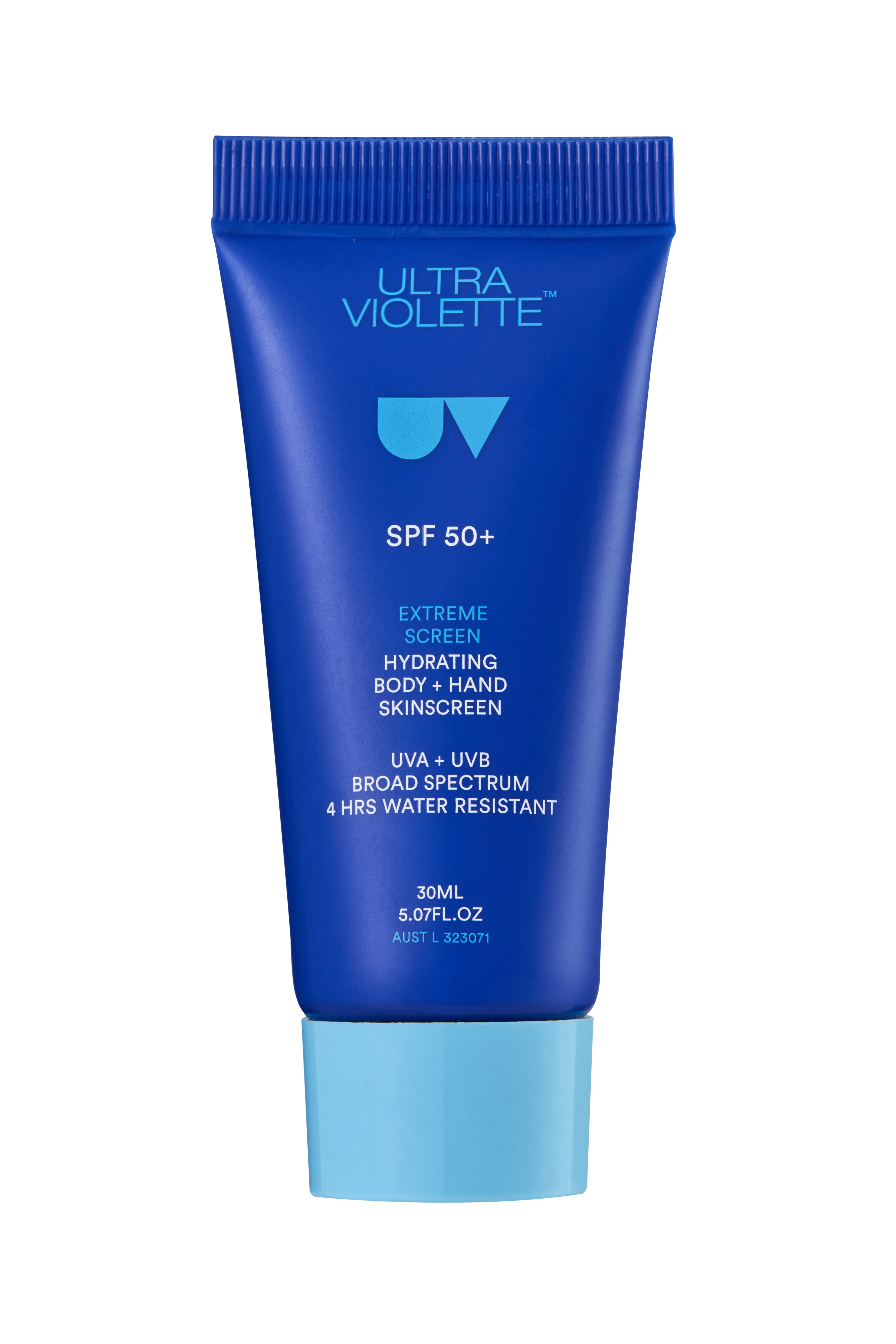 Blaues Ultra Violette Extreme Screen SPF 50+ Sonnenschutzmittel, 30ml Tube.