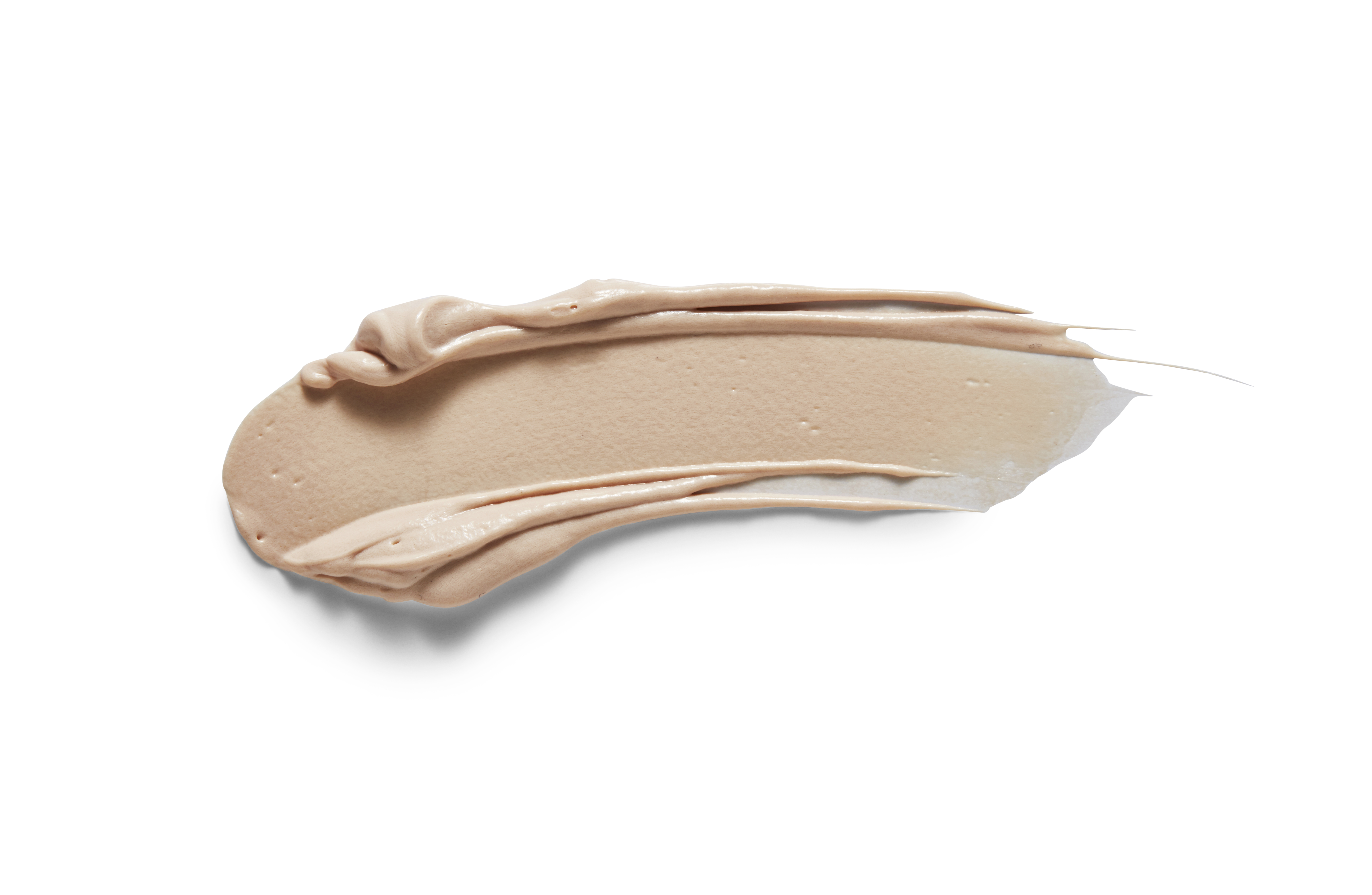 Beige Make-up-Swatch auf weißem Hintergrund.